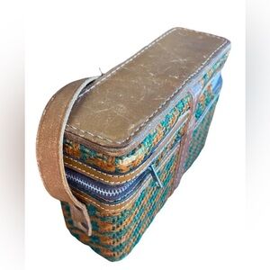 Belding Leather And Tweed Golfing Saddle Bag Vintage Unisex Cross body Bag Purse